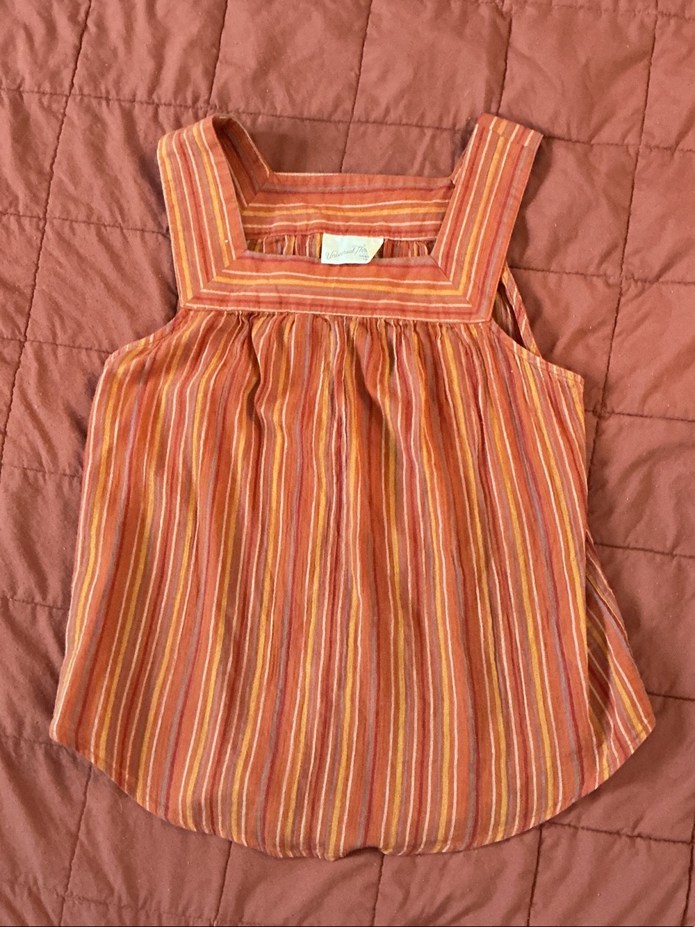Universal Thread Striped Square-Neck Tank in Rust Orange